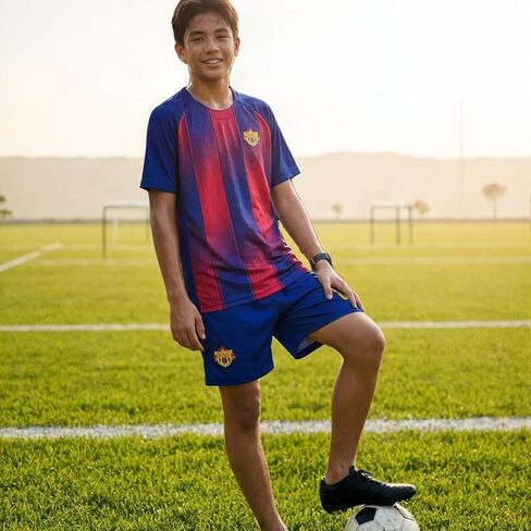 Ryina Kids Soccer Jersey Athletic Sports Shirt with Short Set Breathable Lightweight Training Uniform, Soccer fans gifts in Saudi Arabia
