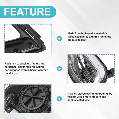 Front Fog Light Assembly Pair with Bezels Compatible with 2015-2017 Hyundai Sonata SE Fog Lamps with Bezels Cover With Hole + Harness Switch Kit Driver & Passenger Side 92201C1000 92202C1000 in Saudi Arabia