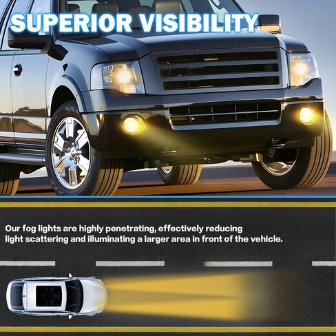 Fog Lights Assembly Compatible with 2007-2013 Ford Expedition / 2008-2011 Ford Ranger Front Bumper Driving Fog Lamps Replacement Halogen Lights Clear Lens in Saudi Arabia