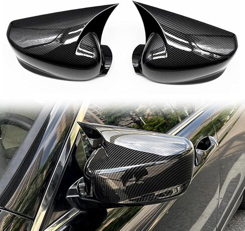 Pair Glossy Black Rearview Mirror Cap Cover Trim For Honda Accord 9th 2014 2015 2016 2017 (Carbon Fiber) in Kuwait