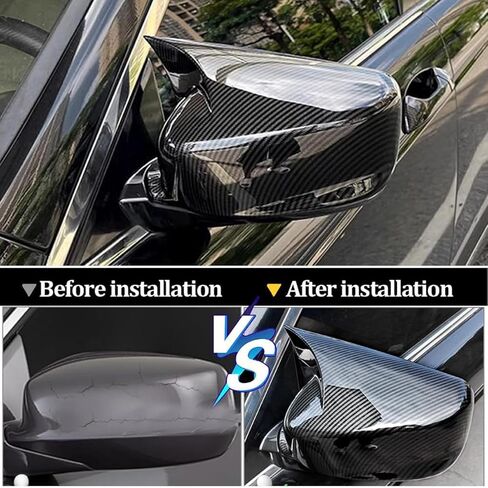 Pair Glossy Black Rearview Mirror Cap Cover Trim For Honda Accord 9th 2014 2015 2016 2017 (Carbon Fiber) in Saudi Arabia
