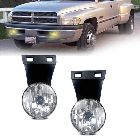 Fog lights Compatible with [1994-2002 Dodge RAM 1500 2500 3500] Pair Left+Right With 880 12V 27W Halogen Bulbs(Clear Lens) in Saudi Arabia