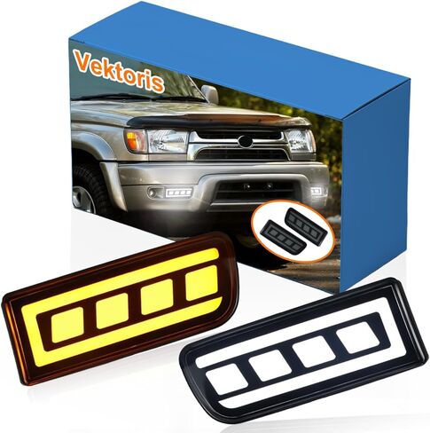 LED Front Bumper Fog Lamps for Toyota 4Runner 1999 2000 2001 2002, Fog Lights with Full White Daytime Running Light DRL, Amber Sequential Turn Signal, Replaces# 81520-35250 81510-35260, 2PCS in Kuwait