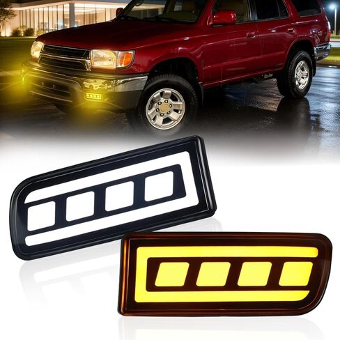 LED Front Bumper Fog Lamps for Toyota 4Runner 1999 2000 2001 2002, Fog Lights with Full White Daytime Running Light DRL, Amber Sequential Turn Signal, Replaces# 81520-35250 81510-35260, 2PCS in Kuwait