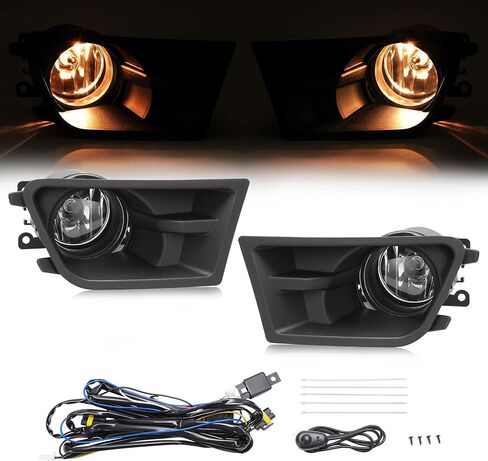 مصابيح الضباب HECASA + زوج الحواف متوافق مع 2010 2011 2012 Ford Mustang Base V6 مصابيح الضباب للقيادة الممتصة للصدمات، أغطية سوداء وزخارف استبدال العدسات الشفافة اليسرى واليمنى لFO1038138 FO1039138 in Saudi Arabia