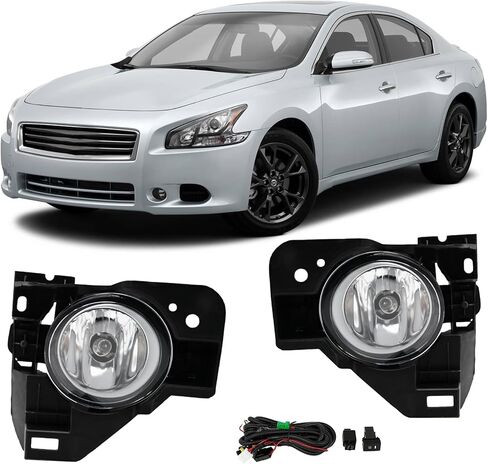 مجموعة مصابيح الضباب متوافقة مع 2009 2010 2011 2012 2013 2014 Nissan Maxima المصد الأمامي مصابيح القيادة الضبابية مع مفتاح/لمبة شفافة in Saudi Arabia