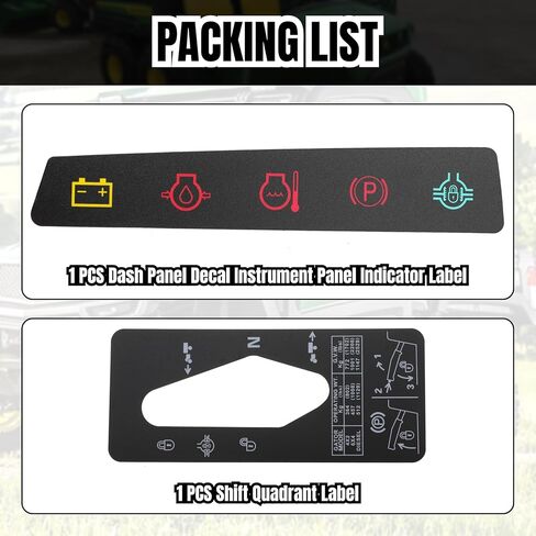 M117670 Dash Panel Decal Instrument Panel Indicator Label and M127539 Shift Quadrant Label for Jo-hn Deere 4X2 6X4 Gator Utility Vehicle in Kuwait