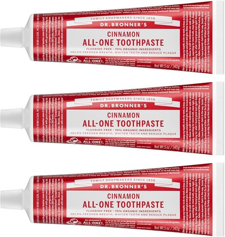 Dr. Bronner’s - All-One Toothpaste Variety Pack - Peppermint & Spearmint, 70% Organic Ingredients, Fluoride-Free, Helps Freshen Breath, Vegan (5oz, 4-Pack) in Saudi Arabia