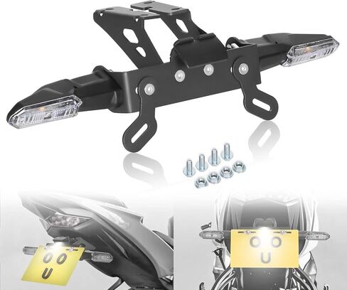 ZX6R الذيل الخلفي مرتب متوافق مع Ninja ZX-6R 2009-2018 /Ninja ZX-10R 2008-2010، Ninja ZX-6R Fender Eliminator Kit مجهز بحامل لوحة ترخيص خلفي ومؤشر إشارة الانعطاف LED (شفاف) in Saudi Arabia