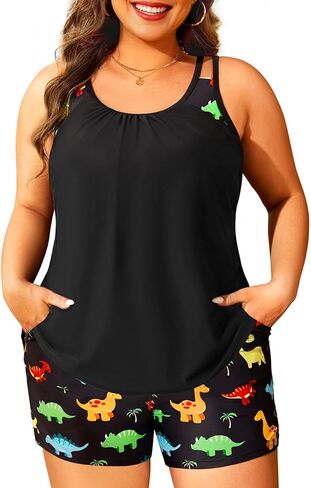 Tempt Me Women Plus Size Tankini Swimsuits - Two Piece Flowy Bathing Suits with Pocketed Boyshorts 2026 Swimwear in Saudi Arabia