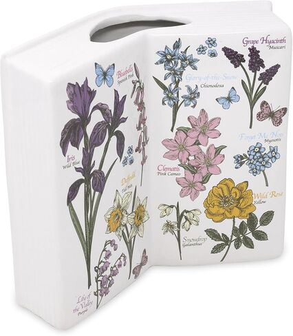 Steel Mill & Co Open Book Vase, Vintage Inspired Ceramic Field Guide Decor Sculpture, Novelty Floral & Succulent Container (Wildflowers) in Saudi Arabia