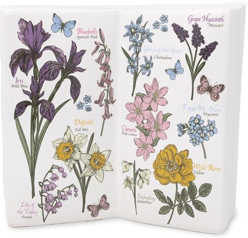 Steel Mill & Co Open Book Vase, Vintage Inspired Ceramic Field Guide Decor Sculpture, Novelty Floral & Succulent Container (Wildflowers) in Saudi Arabia