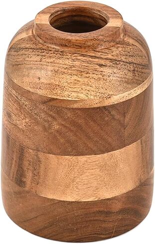 مزهرية كيمونا من خشب أكاسيا مزهرية زهور المزرعة العتيقة للمنزل والمكتب ورف طاولة المكتب وديكورات الشرفة (4 بوصة × 4 بوصة × 6 بوصة) in Kuwait