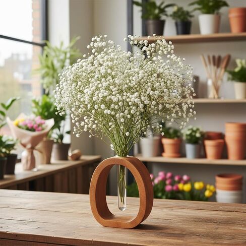 Solid Frame Glass Test Tube Vase, Modern Wooden Glass Test Tube Vase Desk Hydroponic Plant Modern Decorative Hydrophilic Plants Vases Suitable for Home and Office Use Small Size (Small) in Saudi Arabia