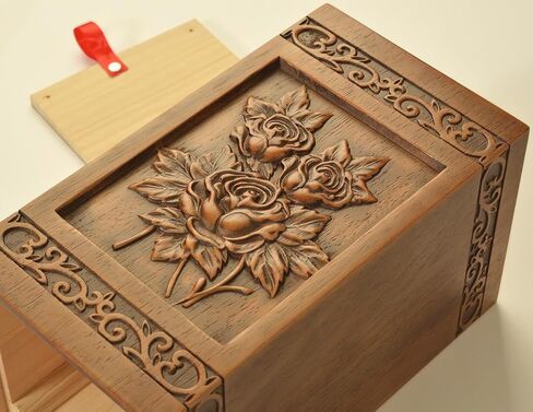 جرة الورد الخشبية لحرق رماد الخشب البشري من كيمناج، الجرار الجنائزية للذكور البالغين مع حقيبة من الساتان للدفن أو تذكار تذكاري (الورد (XL) 250 رطل) in Kuwait