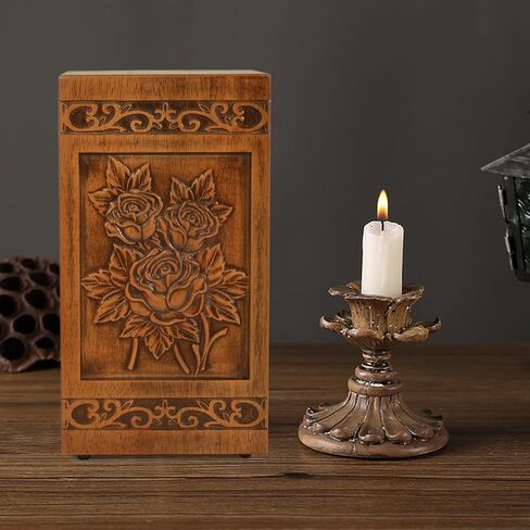 جرة الورد الخشبية لحرق رماد الخشب البشري من كيمناج، الجرار الجنائزية للذكور البالغين مع حقيبة من الساتان للدفن أو تذكار تذكاري (الورد (XL) 250 رطل) in Kuwait