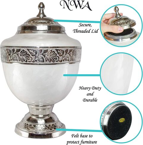 White Adult Funeral Cremation Urn with Keepsake, Personalized Urn for Human Ashes in Saudi Arabia