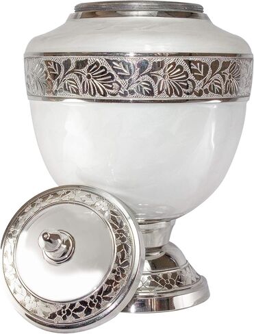 White Adult Funeral Cremation Urn with Keepsake, Personalized Urn for Human Ashes in Saudi Arabia