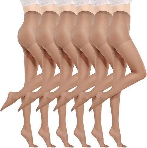 جوارب طويلة نسائية شفافة 20D، جوارب طويلة عالية الخصر للتحكم مع أصابع معززة in Kuwait