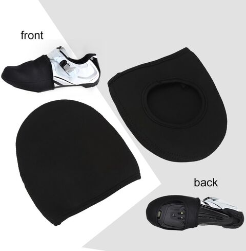 Cycling Shoe Toe Covers – Warm & Reusable Half Foot Overshoes for Road & Mountain Bike, Fits Men & Women (Black, US 7-10, 6.3x5.7in,)‌(Black) in Kuwait