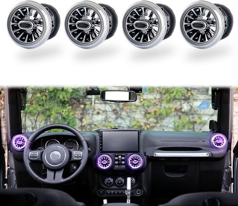 MAIKER 32 Color LED Atmosphere Light Air Vent LED Ambient Light Turbine Outlets Lamp Compatible with 2011-2017 Jeep Wrangler JK JKU-4pcs in Saudi Arabia