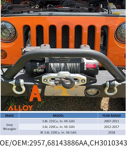 ALLOYWORKS Aluminum Radiator for 2007-2015 Jeep Wrangler JK Radiator 3.6L 3.8L V6 GAS Crossflow Radiator, OEM CC2957, 68143886AA, 1 Row Core Full Aluminum Radiators, Only for Manual in Saudi Arabia