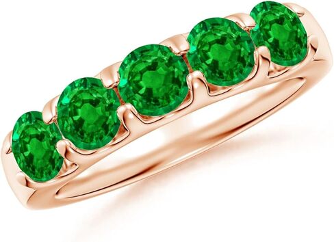 Angara Natural Emerald Wedding Band for Women | Shared Prong Set Half Eternity Emerald Wedding Band in 14K Solid Gold/Platinum | May Birthday, Anniversary, Gemstone Jewellery Gift in Kuwait