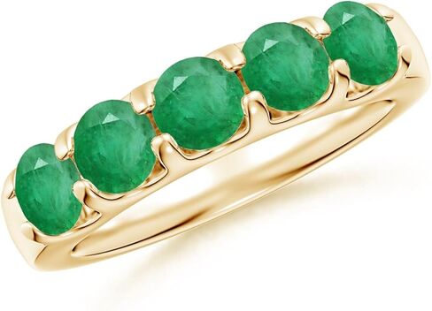 Angara Natural Emerald Wedding Band for Women | Shared Prong Set Half Eternity Emerald Wedding Band in 14K Solid Gold/Platinum | May Birthday, Anniversary, Gemstone Jewellery Gift in Kuwait