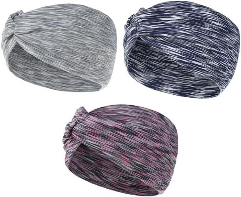 3Pcs Cross Headbands for Women Sweat Absorption Headwraps for Running Yoga and Sports Fashionable and Breathable Hair Accessories for Various Hairstyles in Saudi Arabia