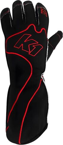 K1 RaceGear Driving Gloves, RS1, Single Layer, Cotton/Polyester, Black/Red, X-Large, Pair in Kuwait