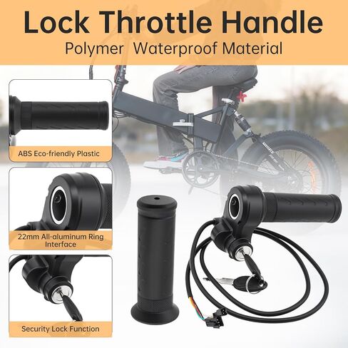 Full Twist Throttle Ridstar Q20, 3-Pin Universal Waterproof Ebike Throttle with 2 Keys,Compatible with Electric Scooter & EBike,Tool-Free Installation on Standard 22.2mm Handlebars in Kuwait