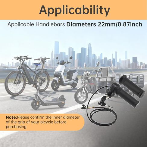 Full Twist Throttle Ridstar Q20, 3-Pin Universal Waterproof Ebike Throttle with 2 Keys,Compatible with Electric Scooter & EBike,Tool-Free Installation on Standard 22.2mm Handlebars in Kuwait