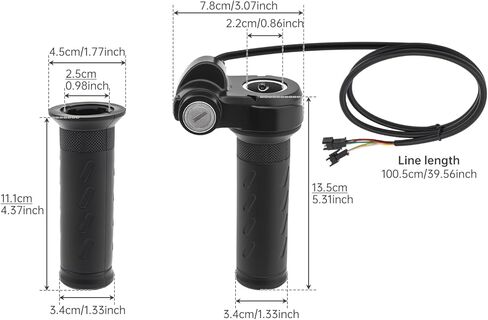 Full Twist Throttle Ridstar Q20, 3-Pin Universal Waterproof Ebike Throttle with 2 Keys,Compatible with Electric Scooter & EBike,Tool-Free Installation on Standard 22.2mm Handlebars in Kuwait