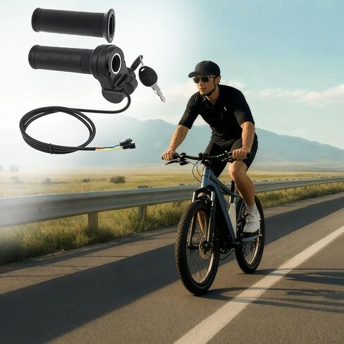 Full Twist Throttle Ridstar Q20, 3-Pin Universal Waterproof Ebike Throttle with 2 Keys,Compatible with Electric Scooter & EBike,Tool-Free Installation on Standard 22.2mm Handlebars in Kuwait