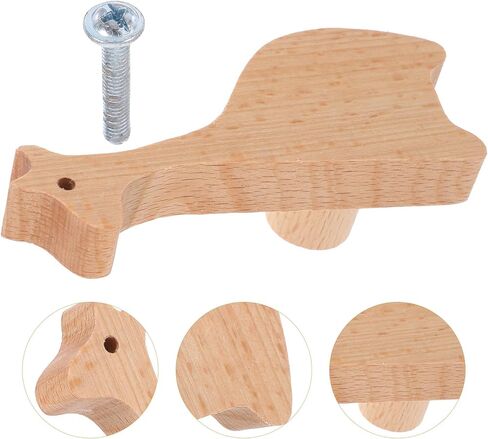 Giraffe Wooden Drawer Pull Handle Solid Beech Wood Animal Cabinet Knobs Decorative Cupboard Handles for ’ Room Furniture Nursery Dresser Accents with Screws in Kuwait