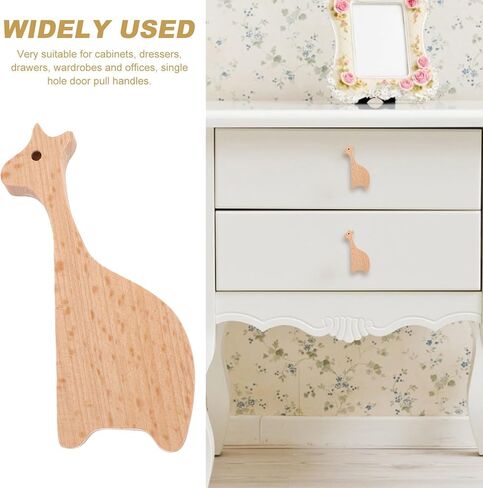 Giraffe Wooden Drawer Pull Handle Solid Beech Wood Animal Cabinet Knobs Decorative Cupboard Handles for ’ Room Furniture Nursery Dresser Accents with Screws in Kuwait
