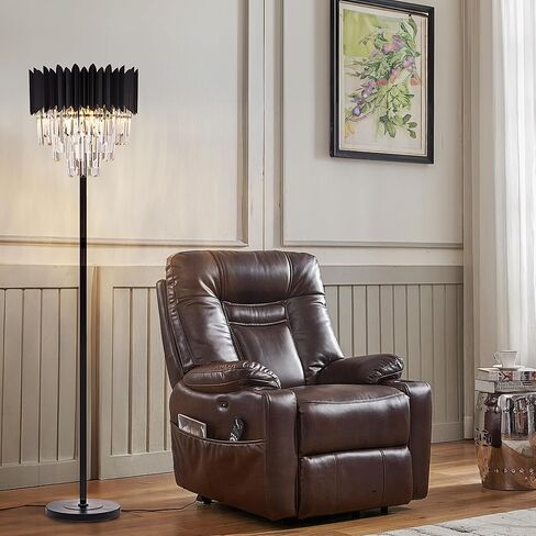 مصباح أرضي كريستالي أسود من Wellmet لزاوية غرفة المعيشة، 4 أضواء مصباح قائم للمزرعة، مصباح كريستال حديث 3 طبقات لغرفة المعيشة، غرفة الطعام، غرفة النوم، غرفة القراءة، المكتب (قاعدة E12) in Kuwait