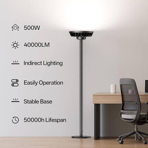 Homelist The Brightest Indirect Lighting Floor Lamp, 500W 40000LM Super Bright Floor Lamp for Dark Room, No Glare Standing Lamp for Livingroom, Design Room, Painting Room, Open Spaces, Reading & Work in Saudi Arabia