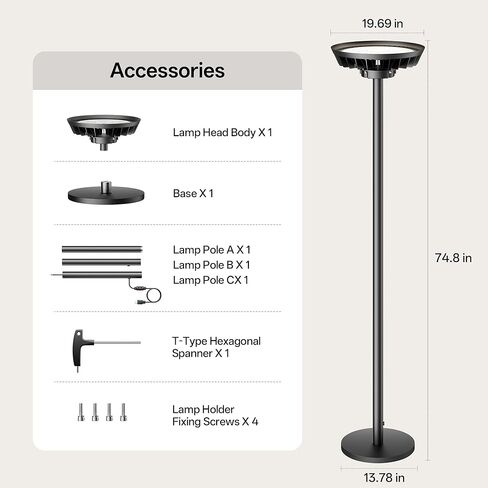 Homelist The Brightest Indirect Lighting Floor Lamp, 500W 40000LM Super Bright Floor Lamp for Dark Room, No Glare Standing Lamp for Livingroom, Design Room, Painting Room, Open Spaces, Reading & Work in Saudi Arabia