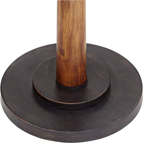 Franklin Iron Works Hunter Modern منتصف القرن مزرعة مصباح أرضي ريفي 64 بوصة طويل القامة من خشب الكرز البرونزي المثقوب المعدني الكريمي والكتان المزدوج طبل الظل لغرفة المعيشة والقراءة وغرفة النوم والمكتب in Kuwait
