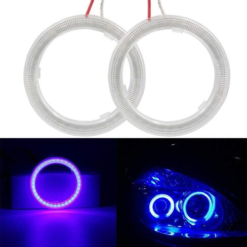 YSY 1-Pair White 130MM COB LED Halo Ring Angel Eyes Led Headlight Warning Lamps without Lampshade Cover 12V 24V (130MM, White) in Saudi Arabia