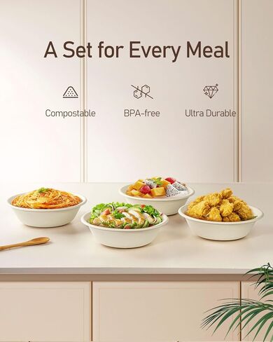 Paper Bowls 110 Pack 32oz Disposable Bowls, Heavy Duty Compostable Bowls, Eco-Friendly Biodegradable Bowl, Large Paper Bowls Bulk for Hot Soup, Salad, Party (White) in Kuwait