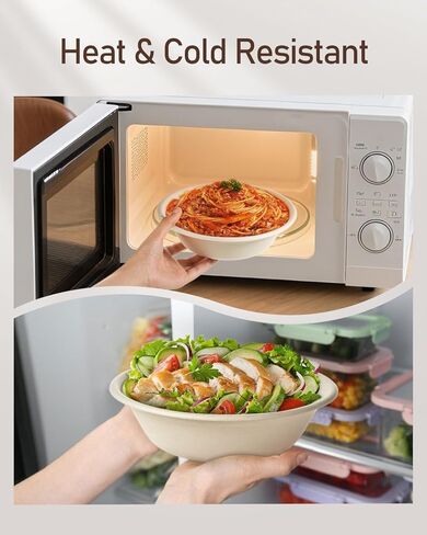 Paper Bowls 110 Pack 32oz Disposable Bowls, Heavy Duty Compostable Bowls, Eco-Friendly Biodegradable Bowl, Large Paper Bowls Bulk for Hot Soup, Salad, Party (White) in Kuwait