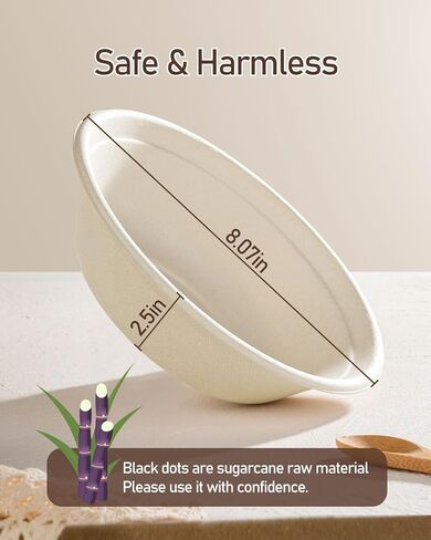 Paper Bowls 110 Pack 32oz Disposable Bowls, Heavy Duty Compostable Bowls, Eco-Friendly Biodegradable Bowl, Large Paper Bowls Bulk for Hot Soup, Salad, Party (White) in Kuwait