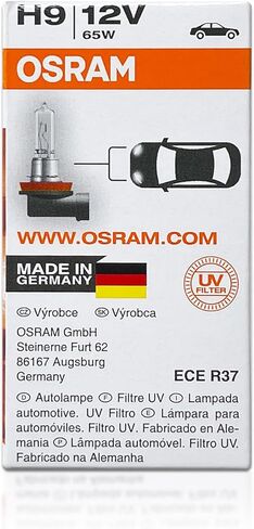 H9 64213 DOT Original Standard Halogen Bulb 12V 65W 3800K PGJ19-5 Made in Germany in Saudi Arabia