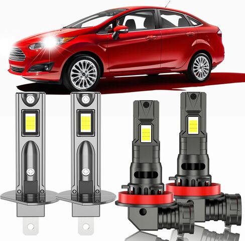 يناسب مجموعة مصابيح Ford Fiesta 2014-2018 عالية الشعاع المنخفض، 6000K أبيض التوصيل والتشغيل 600% مصابيح إضاءة فائقة السطوع، عمر 50,000+ ساعة (عبوة من 4) in Kuwait
