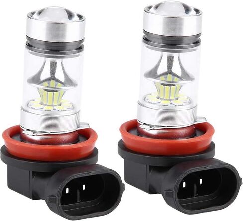 Pissente 2 قطعة مصابيح أمامية LED، H8 H9 H11 6000K سوبر وايت 100 وات، مصباح أمامي للضباب التوصيل والتشغيل in Saudi Arabia