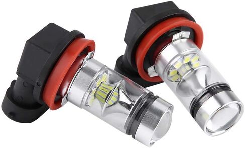 Pissente 2 قطعة مصابيح أمامية LED، H8 H9 H11 6000K سوبر وايت 100 وات، مصباح أمامي للضباب التوصيل والتشغيل in Saudi Arabia