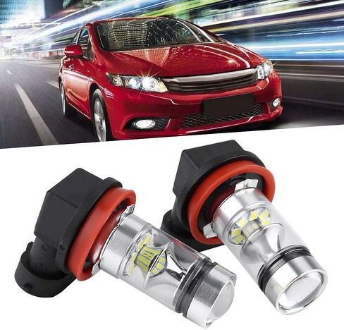 Pissente 2 قطعة مصابيح أمامية LED، H8 H9 H11 6000K سوبر وايت 100 وات، مصباح أمامي للضباب التوصيل والتشغيل in Saudi Arabia