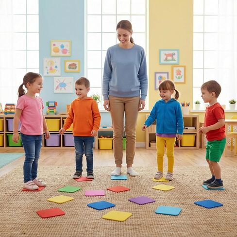 45 Pcs Carpet Dots for Classroom,Carpet Spots Markers,Carpets Circles for Classroom Sitting,10 Cm/3.94 in Nylon Carpets Spot Circles Markers for Classrooms Floor Organization, Circle Time in Saudi Arabia